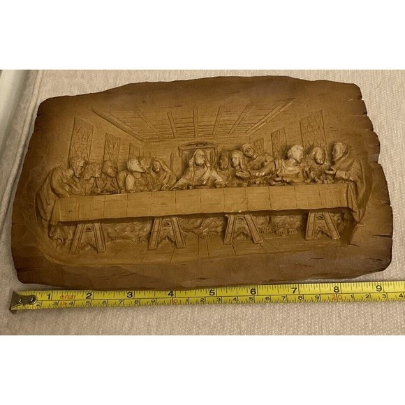 Last Supper Wooden Handmade/Hand Carved Wood Religious Wall Hanging 9” x 6” - Picture 5 of 6